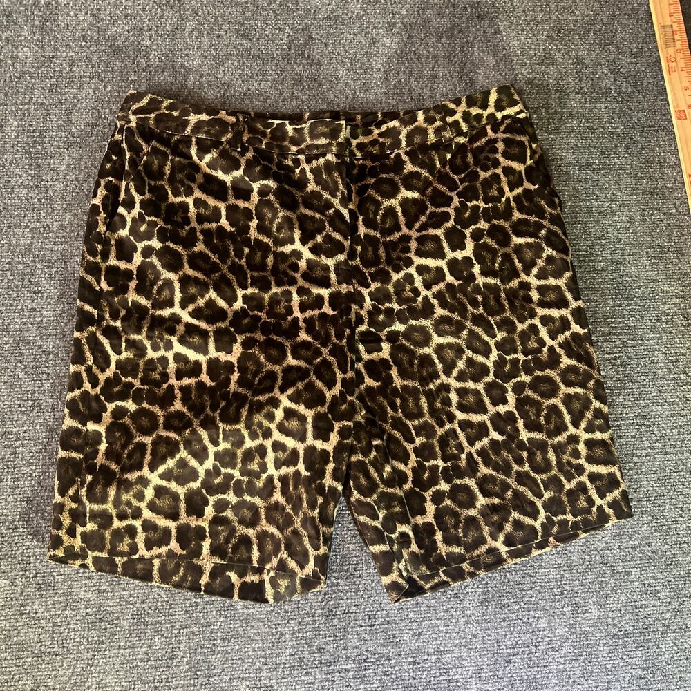 Michael Kors Women's Leopard Print Shorts Size 14W Brown Animal Print